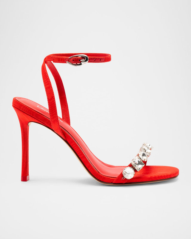 Calypso Crystal Fabric Ankle-Strap Sandals